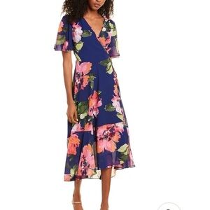 Trina Turk Fragrant Ink Wrap MIDI Dress Size 4